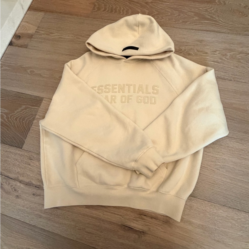 Fear of God Essentials Cream Hoodie X Small - Picture 6 of 7